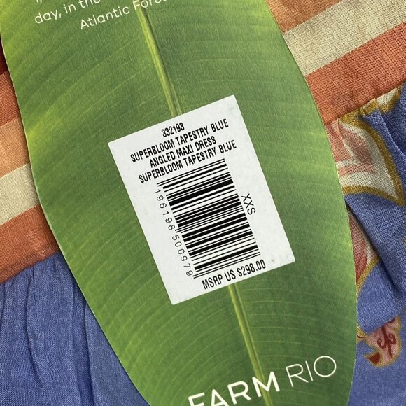 Farm Rio Women’s Superbloom Tapestry V-Neck Maxi Dress – Blue/Multi Floral – XXS - Picture 3 of 10